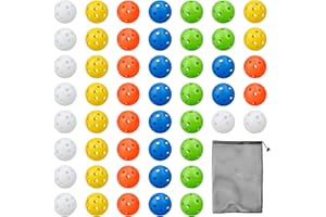 GZGXKJ 50 Pcs Practice Golf Balls, 42mm Plastic, 5 Colors, Mesh Bag, Indoor/Outdoor
