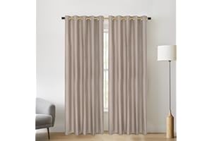 Chlophy Blackout Curtains for Bedroom Linen Taupe Brown Eyelet 66×54IN Short Nursery Black Out Living Room Darkening Insulated Thermal 2 Panels Window Curtain