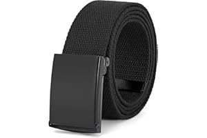 JasGood Unisesx Webgürtel Herren Damen Leinwand Arbeitsgürtel Frei Verstellbarer Flip-Top Webgürtel Schwarze Militärschnalle für Geschäft Sport Lässig