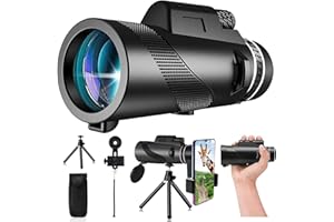 Magesh 80x100 Monocular Telescope for Adults - High Powered HD Monocular with Tripod & Adapter, Low Light Vision - for Wildlife, Hunting, Hiking, Bird Watching-Black