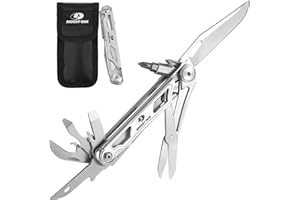 Mossy Oak Couteau Multifonction de Poche 12 en 1, Ciseaux, Tournevis, Couteau Suisse en Acier Inoxydable avec Etui, Parfait pour Survie, Camping, Randonnée, Voyage