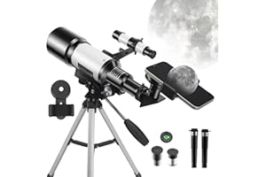 ESOLDNIC Telescope for Kids Adults Beginners, 150X Astronomical Refractor Telescope, 70mm Aperture Astronomy HD Portable Telescopes with Adjustable Tripod, Phone Adapter for Children Stargazing Gift