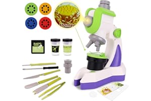 Hyrenee Microscope 100-1200X STEM Beginner Microscope Set, microscopio con proiettore Kit di esperimenti per bambini 6-12 anni