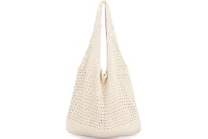 Lilbitty 1 Stück Beige Häkeltasche，Große Aesthetic Strandtasche für Damen，Leichte Strick-Tote Tasche，Perfekt für Alltag，Shopping und Urlaub