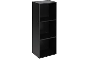 URBNLIVING ® 1, 2, 3, 4 Tier Wooden Shelving Bookcase Storage Wood Shelf Unit (3 Tier, Black)