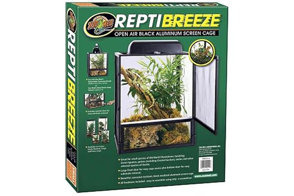 Zoo Med Reptibreeze Alum Screen - Boîtier reptile en maille d'aluminium anodisé, durable, noir, 61x61x122 CM