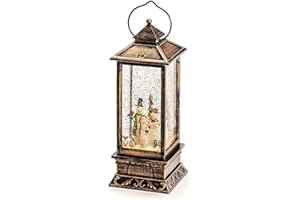 Konstsmide 2889-000 Latarnia śnieżna LED z bałwankami, wypełniona wodą, do użytku wewnątrz (IP20), zasilanie bateryjne: 3 x AA 1,5 V (bez zestawu), 1 ciepła biel, miedź, rozmiar L 27 cm