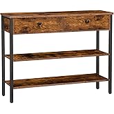 Yaheetech Consoletafel, bijzettafel met lade en 2 legplanken, gangtafel met X-vormige steunpoten, entreetafel van hout, banktafel, dressoir voor woonkamer/entree/hal, 80 × 30 × 80 cm