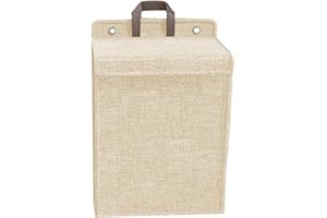 Folpus Cesta de Ropa Sucia Colgante Plegable Cesta de Almacenamiento de Ropa Sucia montada en la Pared con asa de Transporte, Cesto de Ropa Sucia de Gran, Beige Medio