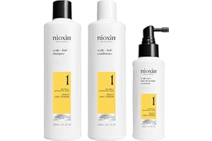 Nioxin Scalp + Hair Thickening Sistema 1 - Per Capelli Naturali con Assottigliamento Lieve - Shampoo, Balsamo, Trattamento Cuoio Capelluto
