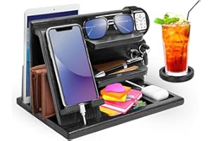 ALIVEBYTE Vatertagsgeschenk für Papa,Männertag Geschenke für Männer,Holz Telefon Dockingstation Männer Geschenke für Papa Geschenk Vatertag,Nachttisch Organizer Geburtstagsgeschenk für Männer Geschenk Ehemann