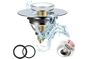 ASelected waschbeckenstöpsel, Ablaufgarnitur Stöpsel, Universal Pop Up Waschbeckenstöpsel für Badewanne, Küche, Waschtisch,Silber,(34-40mm)