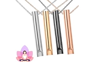 Fitbitop 4 Stück Stressabbau Halskette, Meditations Achtsame Atmung Halskette, Edelstahl Halskette, Tragbare Atemübungen Halskette für Herren Damen Atmen Entspannung Reduziert Angstzustände