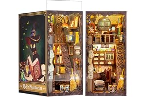 Cutefun Book Nook Kit - Casa de Muñecas - DIY Miniatura de Madera Kits con Muebles y Luces LED y Placas Antipolvo enchufables, Magic Pharmacist(SZ05B)