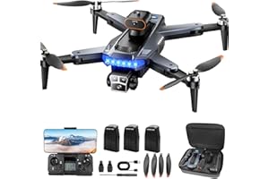 HYTOBP GPS Drone avec caméra 4K pour adultes, P17 Drone professionnel avec moteur sans balais, 3 batteries, transmission Wi-Fi 5G, drones FPV RC avec 3 caméras, Follow me, moins de 249 g