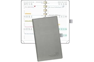 ‎POPRUN POPRUN Taschenkalender 2024 Klein 16,5 x 9 cm (Jan.2024-Dez.2024) - Kalender 2024 Ringbuch mit Softcover - Terminplaner 1 Woche 2 Seite mit 100 GSM FSC®-Zertifiziertem Papier - Grau