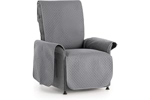 TEXTIL-HOME Housse de Canapé 1 Place/Fauteuil Relax avec Accoudoirs Adele – Housse Protège-Canapé Réversible Matelassé Grey, Anti-Taches, Idéal Animaux, 55 cm
