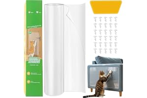 Klosskydd Katt 30cm x 5m, Transparent Självhäftande Repskyddande Film för Soffa, Dörr och Vägg, Möbelskydd för Katter och Hundar, Inklusive Skrapa och 30 Fästspikar
