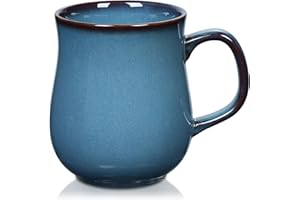 RELEDESA 800ml Bardzo Duży Ceramiczny Kubek do Kawy z dużym uchwytem, 28Oz Ręcznie Szkliwiony Kubek do Herbaty Jumbo do Biura i Domu, Bezpieczny w Kuchence Mikrofalowej i Zmywarce (Mgła Niebieski)
