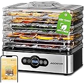 Aigostar Food Dehydrator, LED Display, 99H Timer, 240W | Dehydrator with 5 Trays Adjustable Height, Adjustable Temperature 95