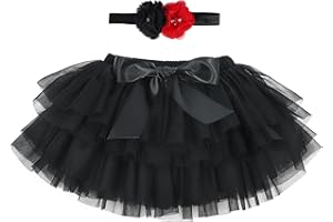 ANIMQUE Bébé Tout-Petit Enfant Fille Tutu Princesse Mini Jupe Super Doux Tulle Taille Élastique Ballet Avec Protège-Couche + Bandeau