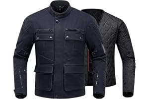 RIDEIRON Giacca Moto Uomo Invernale Armatura CE Fodera Rimovibile Giacca Protettiva Vintage Casual da Motociclista Nero