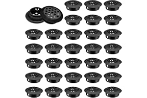 INCREWAY Air Vent Louver, 50pcs 25mm Stainless Steel Round Mesh Hole Circular Soffit Vent for Wardrobe Drawer Bookcase Kitchen (Black)