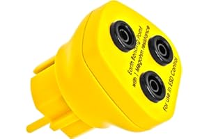 Minadax Blocco di messa a terra EBP – Protezione avanzata ESD – Spina di protezione antistatica – Presa standard tedesca – Presa a banana 3 x 4 mm – 1 Megaohm resistenza di sicurezza