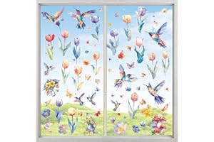 HIQE-FL Wiosna 9 szt. Naklejki na okno Wiosna Okno Motyl Dekoracyjne Okna Motyl Drzewo Okna Naklejki Naklejki Naklejki Do Okna Lustro DIY