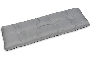 SuperKissen24. Cojín para Banco Exterior 120x38 cm Asiento Cómodo e Impermeable para Bancos y Columpios de Jardín, Terraza - Gris