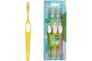 Cepillo de dientes TePe Supreme, Suave, 3 ud., eliminación de placa, limpieza eficiente con filamentos en dos niveles, cepillo de dientes de cerdas suaves