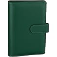 Antner A6 PU Leather Notebook Binder Refillable 6 Ring Binder for A6 Filler Paper, Loose Leaf Personal Planner Binder Cover with Magnetic Buckle Closure, Dark Green