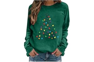 Yolimok Christmas Sweatshirts for Women Teenage Girls, Christmas Jumpers Plus Size Novelty Snowman Reindeer Xmas Tree Print Long Sleeve Crew Neck Sweatshirt Tops Holiday Essentials Women's Clothing