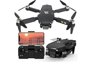 TTROARDS TT19 Mini Drone con Cámara, 180° Evitación de Obstáculos 40KM/H Velocidad Máxima RC FPV Dron para Principiantes Adultos Motor Sin Escobillas Ajustable Cámara 1080P Plegable RC Quadcopters