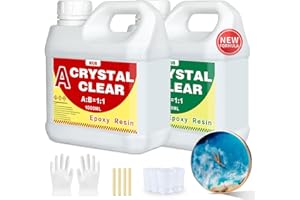 NIUB Resina epossidica, 2000 ml, resina epossidica trasparente con indurente, resina e indurente Set per resina sintetica cristallina, sicura e atossica, senza bolle e facile per principianti, colata