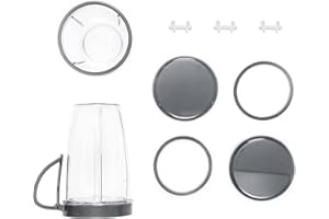‎AXER Axer 11 szt. części zamiennych blendera kompatybilnych z Nutribullet 600 W i 900 W - kubki i pokrywki blendera (500 ml) z uszczelkami pierścienia pokrywy i podkładką amortyzującą