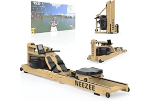 Neezee Vogatore, Vogatore Professionale Per Casa Pieghevole Ad Acqua, Vogatore Ad Acqua in Legno Massello Durevole con Display LCD, Salvaspazio e Facile da Spostare