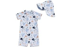 DIVINGBIRDS Bañador Bebe Niño Niña, Bañador Bebe Niño Protección UV 50, Traje De Baño Bebe con Gorro, Camiseta Solar Bebe Fato Baño UV, 3 Meses - 3 Años