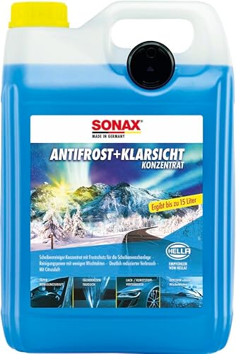 SONAX Anti-Frost + Clear View Concentrate (5 Litres) Makes up to 15 Litres of Winter Screenwash, Ready to Mix Immediately, Streak-Free, Anti-Limescale Effect | Item No. 03325050