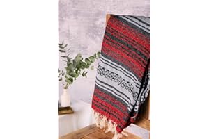 BASE YOGA Yogi-Bare Mexicain Style Yoga Couverture - méditation Couverture/Relaxation/Yoga Studio/Boho jeté de lit - Rouge