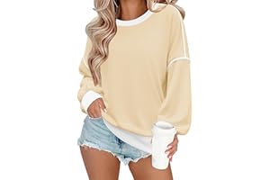 Zeagoo Felpa Donna Inverno Oversize Manica Lunga T Shirt Senza Cappuccio Maglietta Basic Girocollo Pullover Top Casual Allentata Sweatshirt Y2K Tops XS-XXL