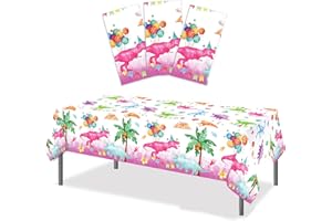 hogoo 3 Pack Pink Dinosaur Tablecloths for Party Decoration Pink Dinosaur Disposable Table cloth Plastic Rectangular Table Covers Pink Dinosaur Party Kids Birthday Party Supplies 51.2 * 87 inches