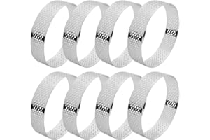 Veciado Moldes para Tartaleta de Acero Inoxidable de 8 Uds., 8Cm, Postre FrancéS, Mousse, Pastel de Frutas, Anillo para Tarta, Molde para Pastel Quiche