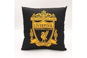 dreamtex Liverpool FC Official Black & Gold Crest Cushion YNWA