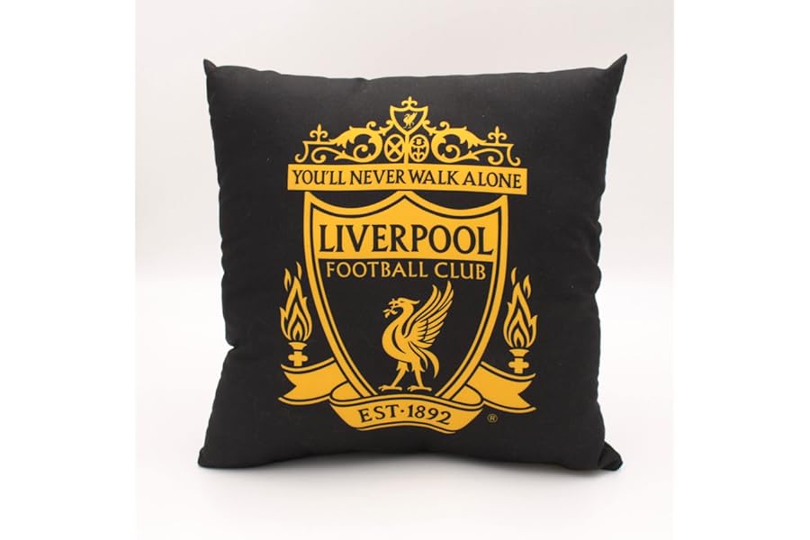 dreamtex Liverpool FC Official Black & Gold Crest Cushion YNWA
