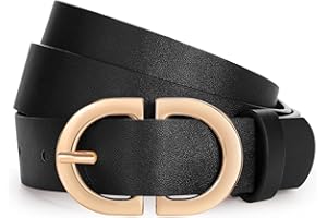 WHIPPY Women Leather Belt for Jeans Trousers Dresses Ladies Fashion Belt with Gold Buckle