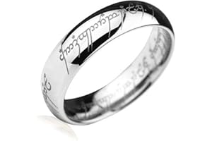 AURSTORE Anillo de tungsteno de 6 mm Diseño del Señor de los Anillos Elección del tamaño 56-68 con cadena de acero de 54 cm