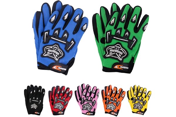 Zorax Noir (S - 5 cm) Gants de motocross MX pour enfants Gants de moto pour enfants Dirty Bike Quad Bike