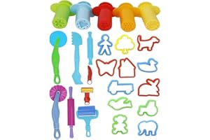 Ultnice 20-częściowy zestaw "Play Doh", inteligentne narzędzia do ciasta z 5 narzędziami do wyciskania (różne kolory)