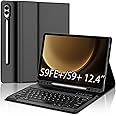 FOGARI Samsung Galaxy Tab S10 FE Plus/S9 FE Plus/S9 Plus Case Keyboard | Slim Case Cover with Detachable Bluetoooth UK Layout Keyboard for Samsung Galaxy Tab S10+/S9FE+/S9+ 12.4 inch - Black